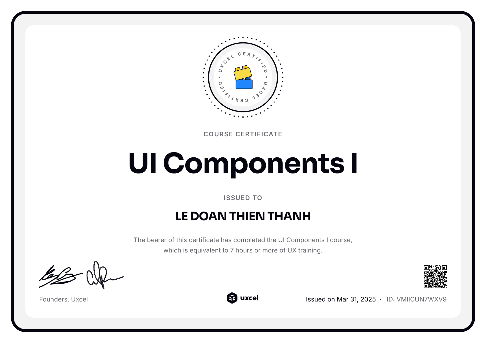 LE DOAN THIEN THANH's certificate
